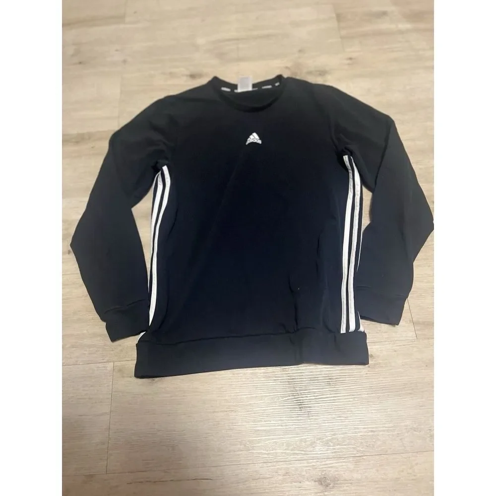 Adidas Mens Crewneck Pullover Sweatshirt Crew Neck Sz Large Ruby Black White